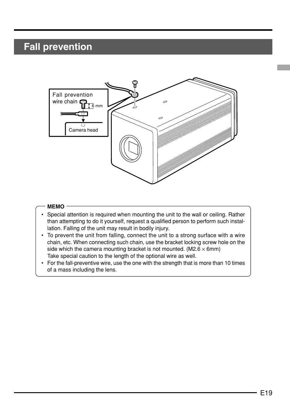 Fall prevention | JVC KY-F75 User Manual | Page 23 / 52