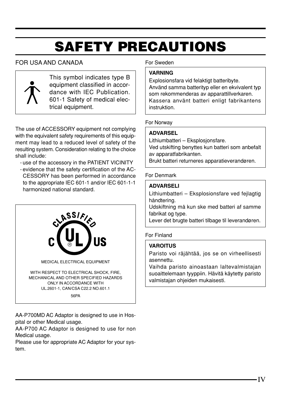 Safety precautions | JVC KY-F75 User Manual | Page 5 / 52