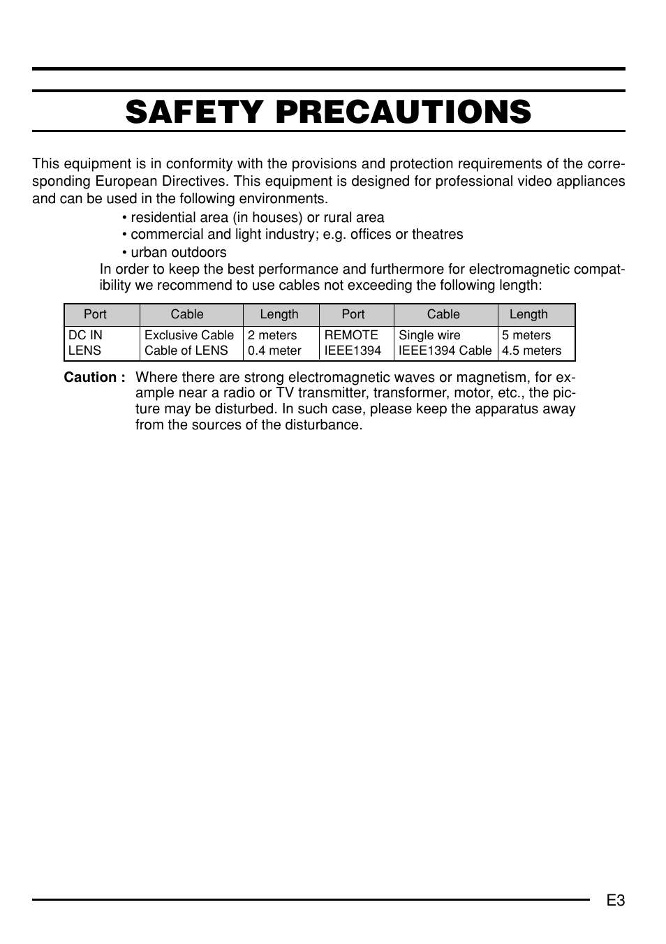 Safety precautions | JVC KY-F75 User Manual | Page 7 / 52