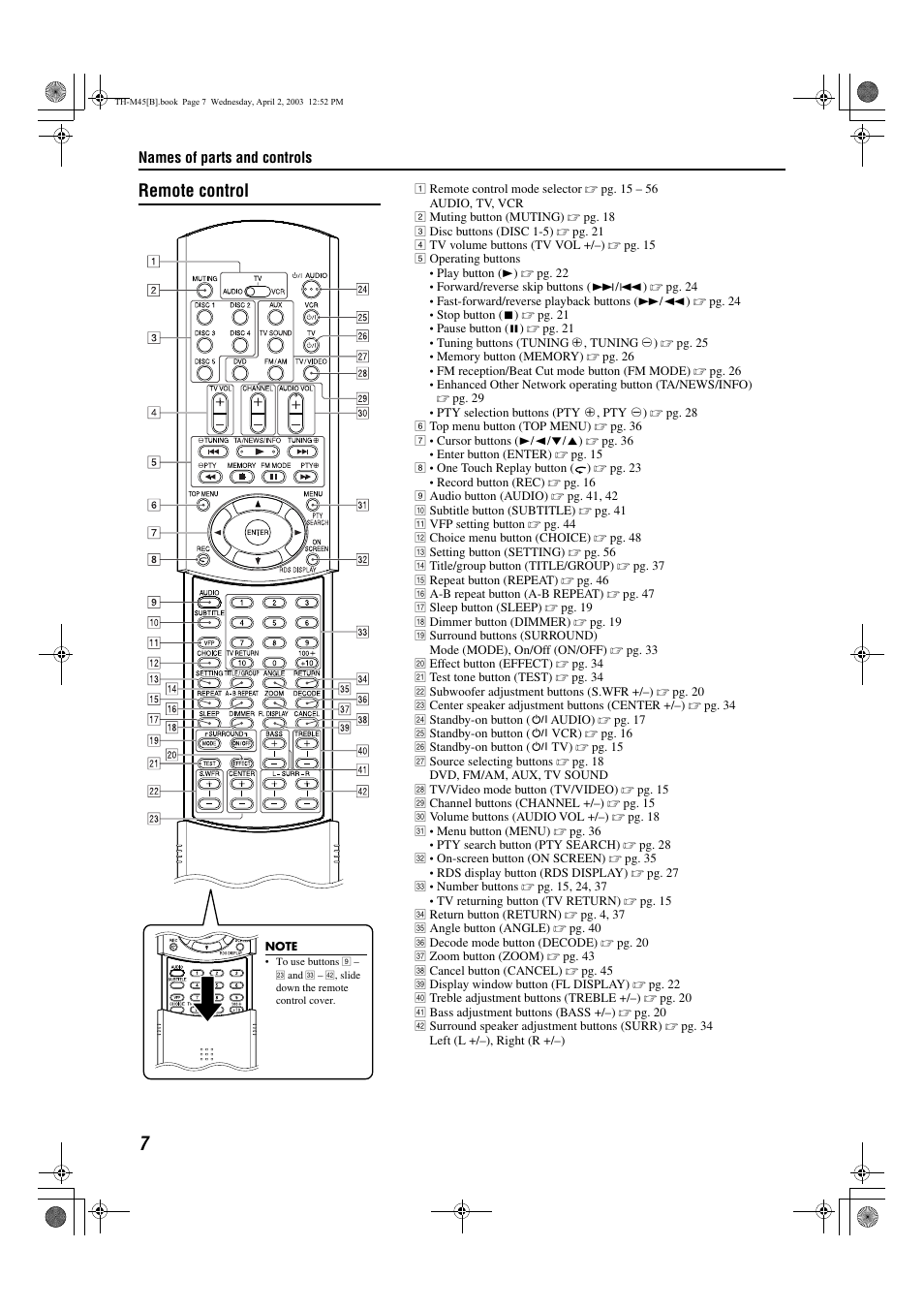 Remote control | JVC xv-thm45 User Manual | Page 12 / 68