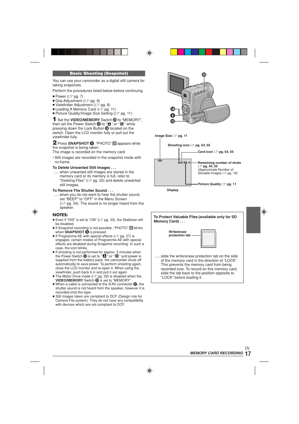 Memory card recording & playback, T@ $ 9 | JVC 0303-MK-ID-SN User Manual | Page 17 / 60