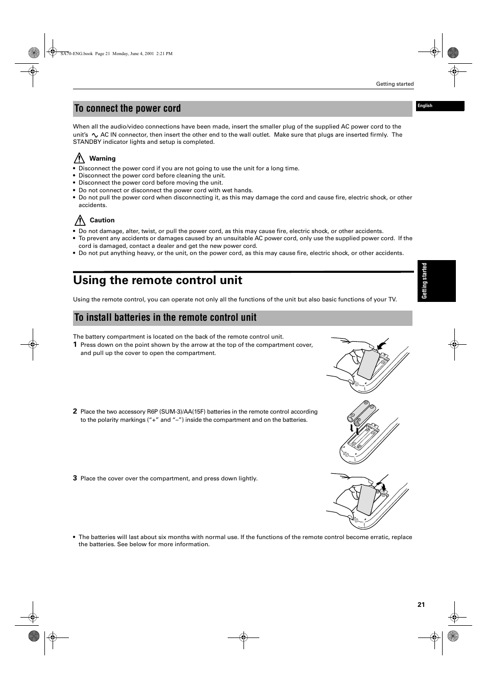 Using the remote control unit | JVC XV-SA70BK User Manual | Page 23 / 75