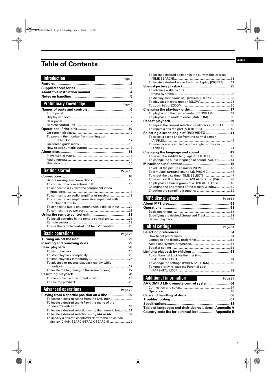 JVC XV-SA70BK User Manual | Page 3 / 75