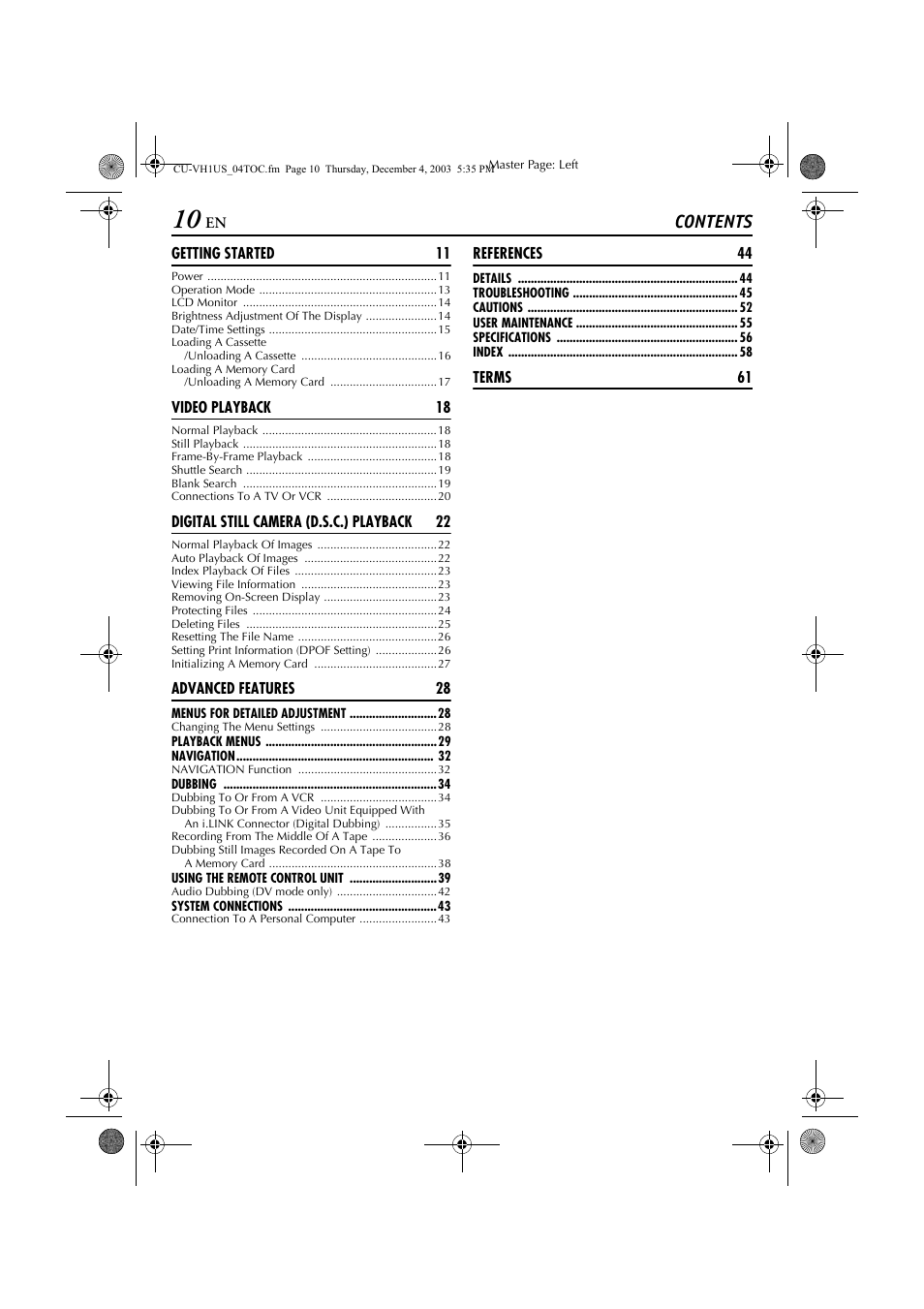 JVC CU-VH1 User Manual | Page 10 / 64