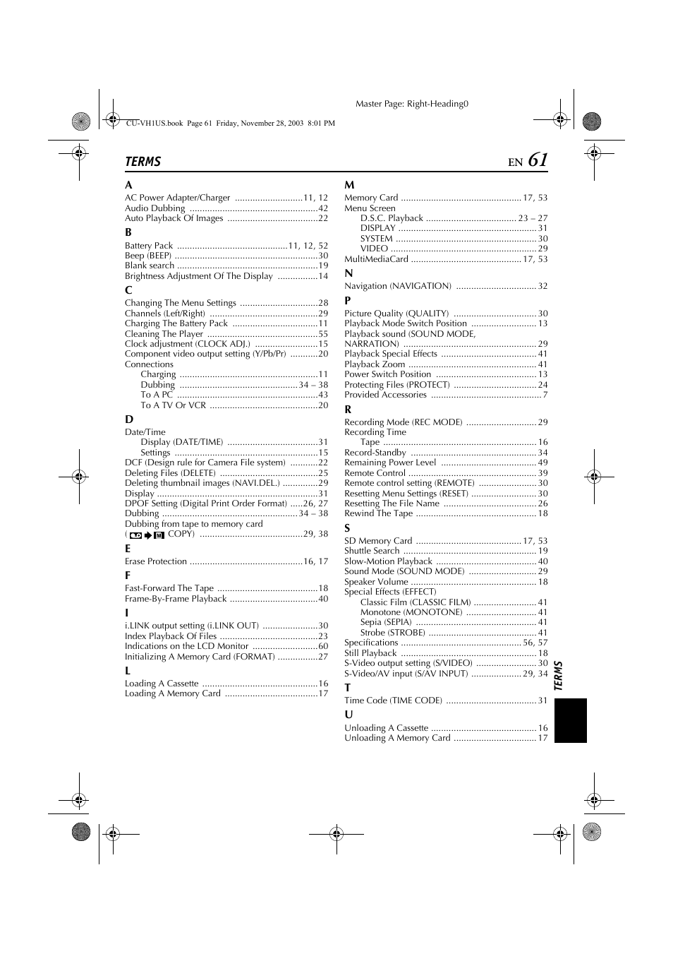 Terms | JVC CU-VH1 User Manual | Page 61 / 64