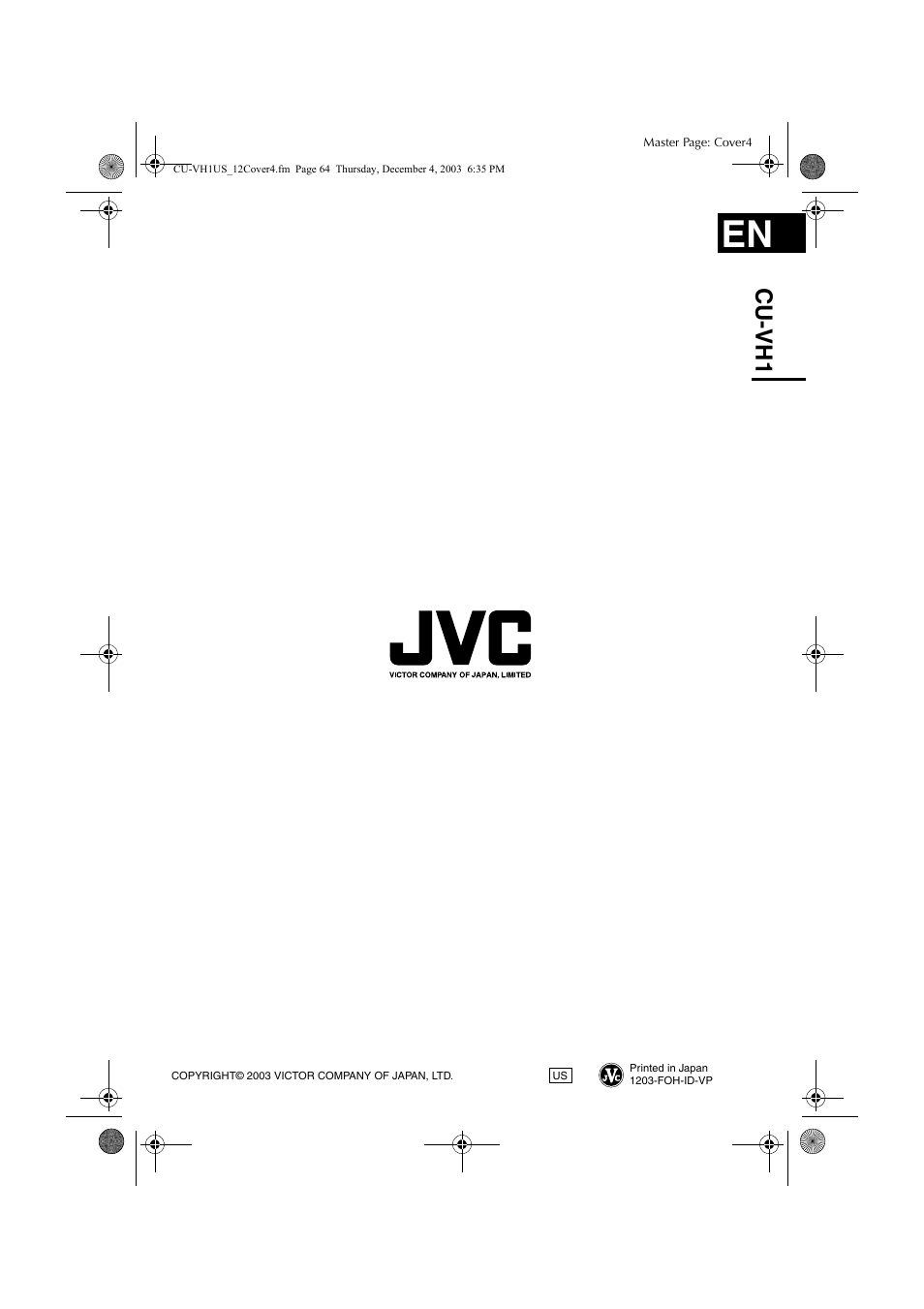Cu-vh1 | JVC CU-VH1 User Manual | Page 64 / 64