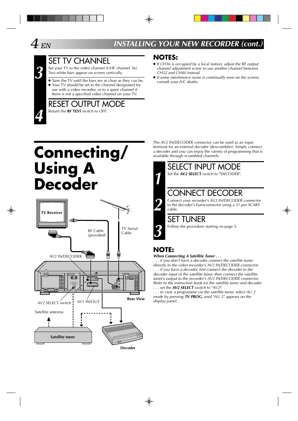 Connecting/ using a decoder | JVC HR-E939EG User Manual | Page 4 / 48