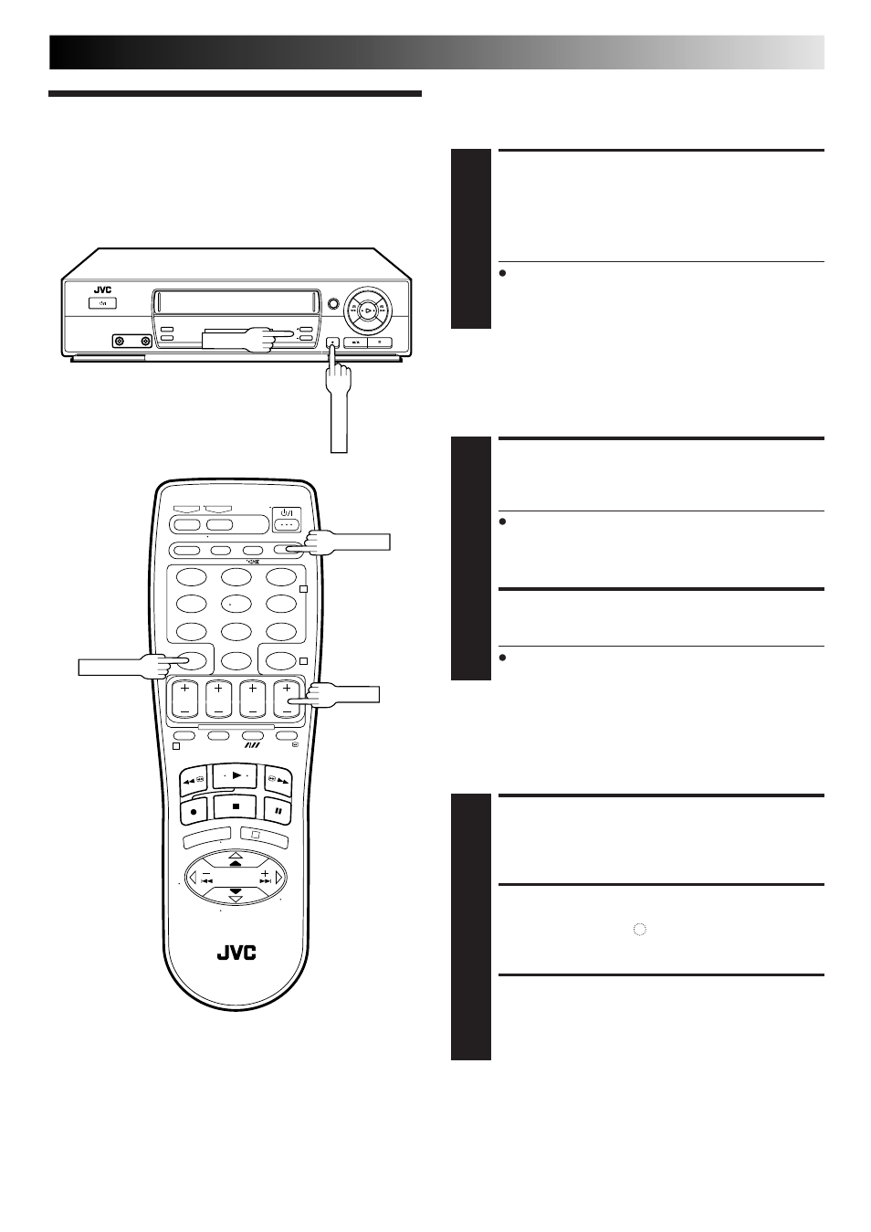 Recording features, Select channel to watch, Start recording | Engage itr mode, Set recording duration, Set counter display, Reset counter | JVC HR-J461MS User Manual | Page 17 / 44