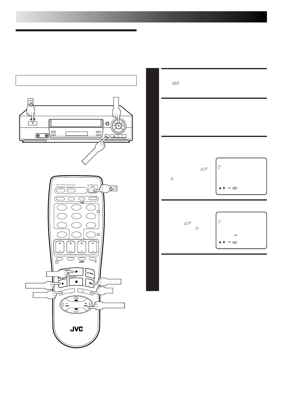 B.e.s.t. picture system, Turn on the recorder, Access main menu screen | Access function set screen, Select mode, Return to normal screen, Recording (cont.), Preparation | JVC HR-J461MS User Manual | Page 18 / 44