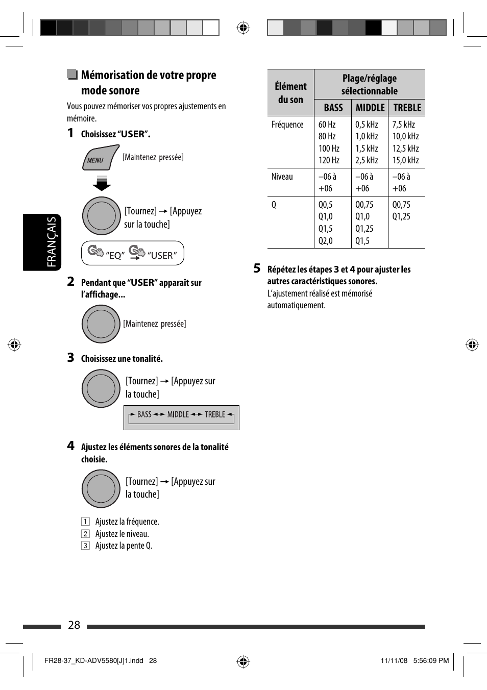 Mémorisation de votre propre mode sonore | JVC ADV5580 User Manual | Page 116 / 133