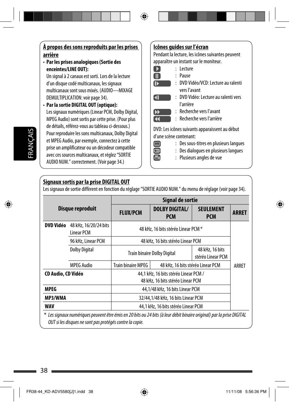 38 français | JVC ADV5580 User Manual | Page 126 / 133