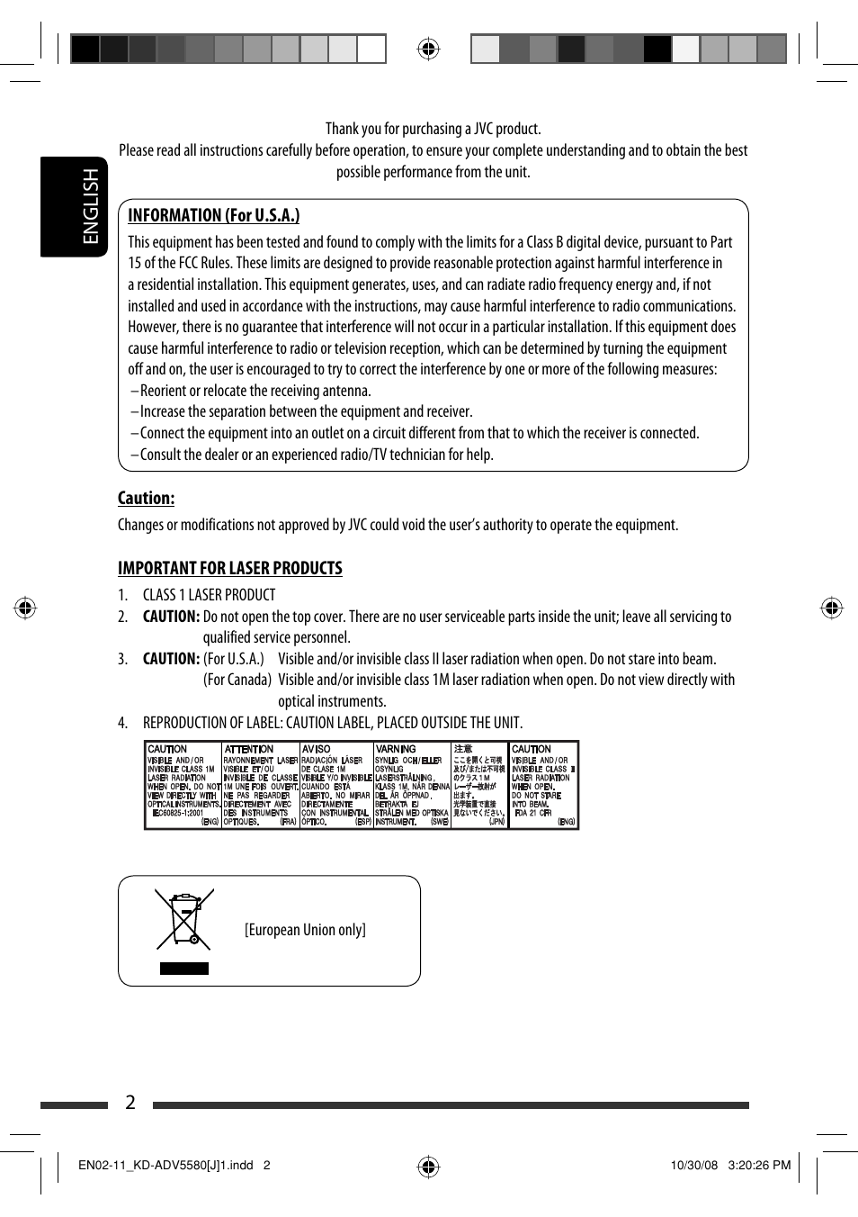 2english | JVC ADV5580 User Manual | Page 2 / 133