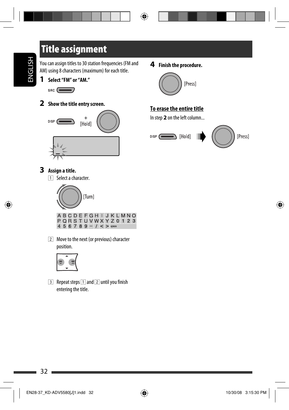 Title assignment | JVC ADV5580 User Manual | Page 32 / 133