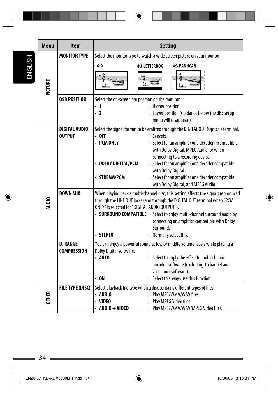 34 english | JVC ADV5580 User Manual | Page 34 / 133