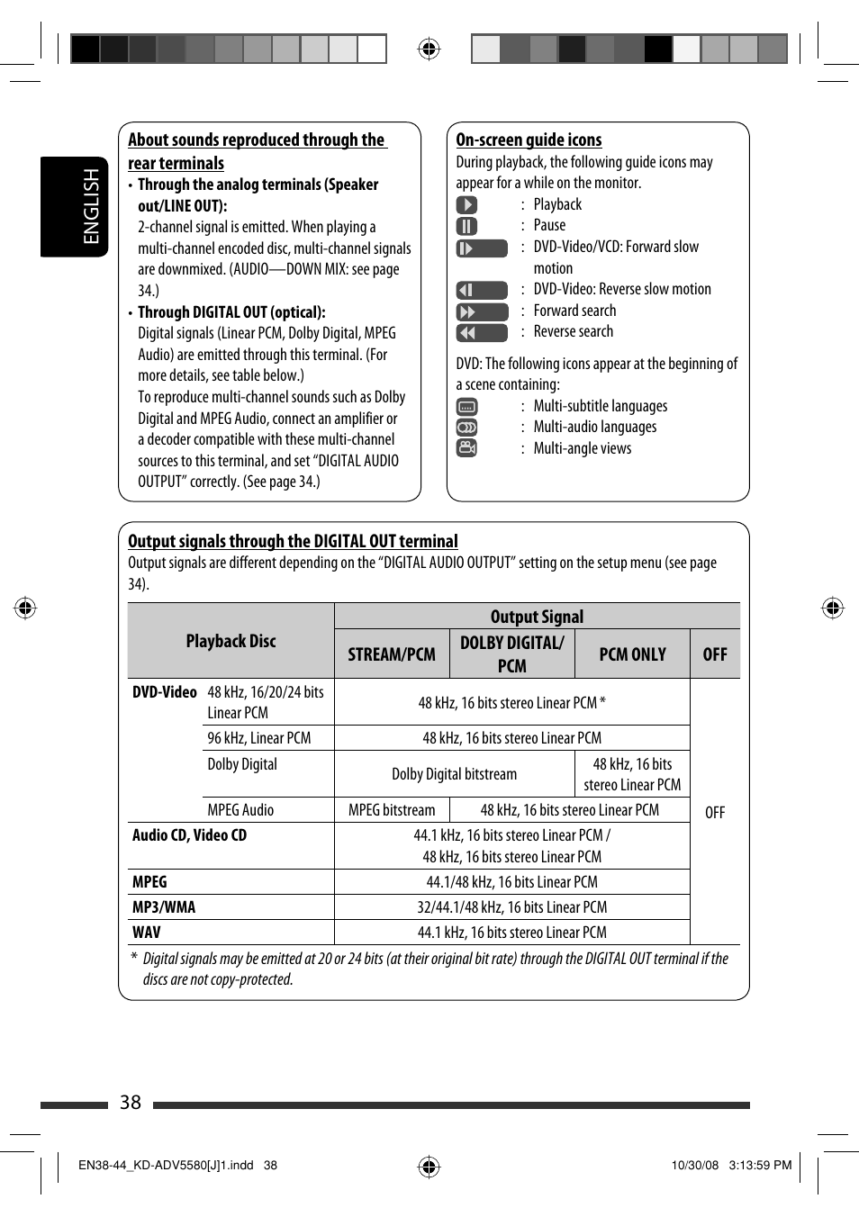 38 english | JVC ADV5580 User Manual | Page 38 / 133