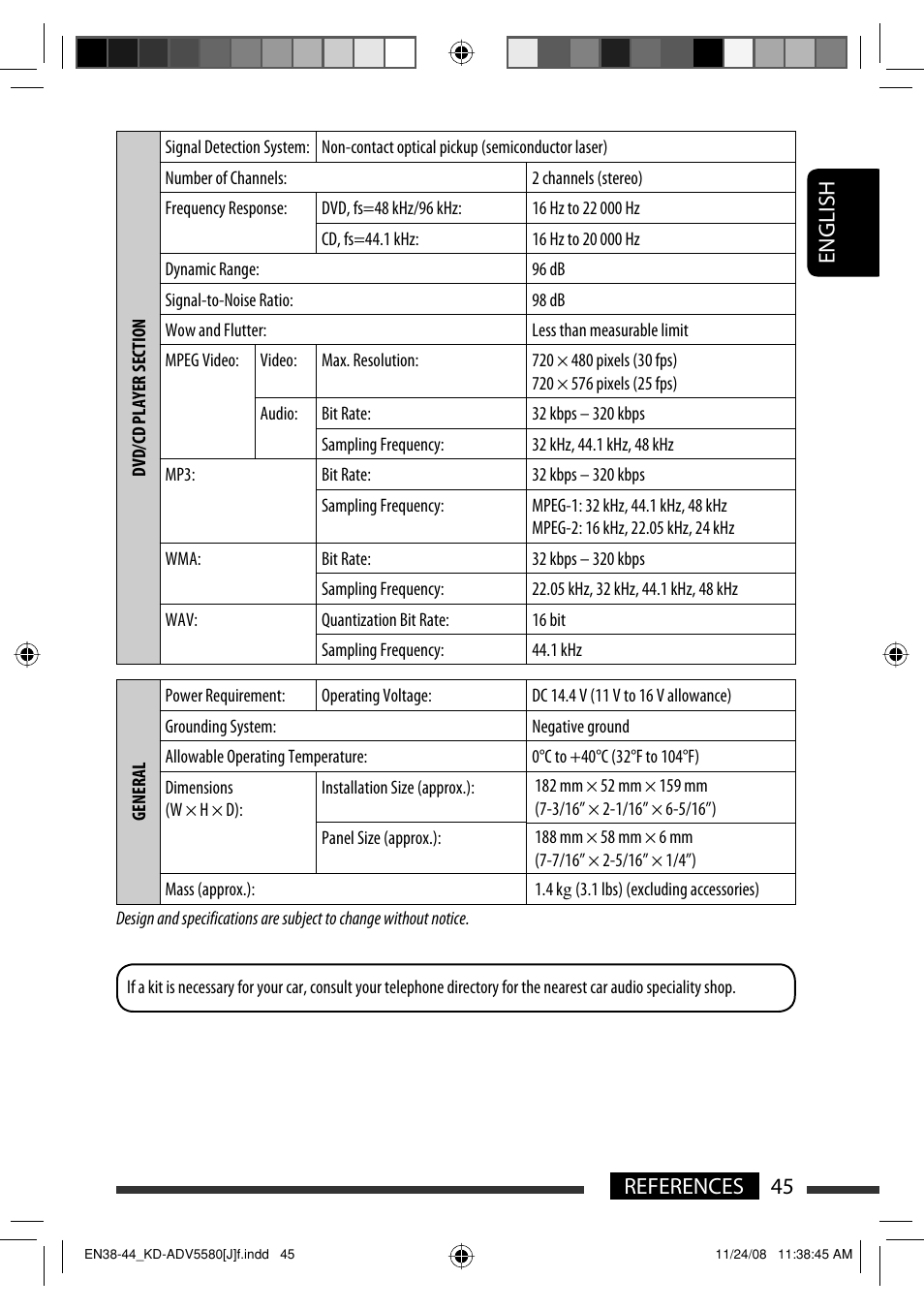45 references english | JVC ADV5580 User Manual | Page 45 / 133