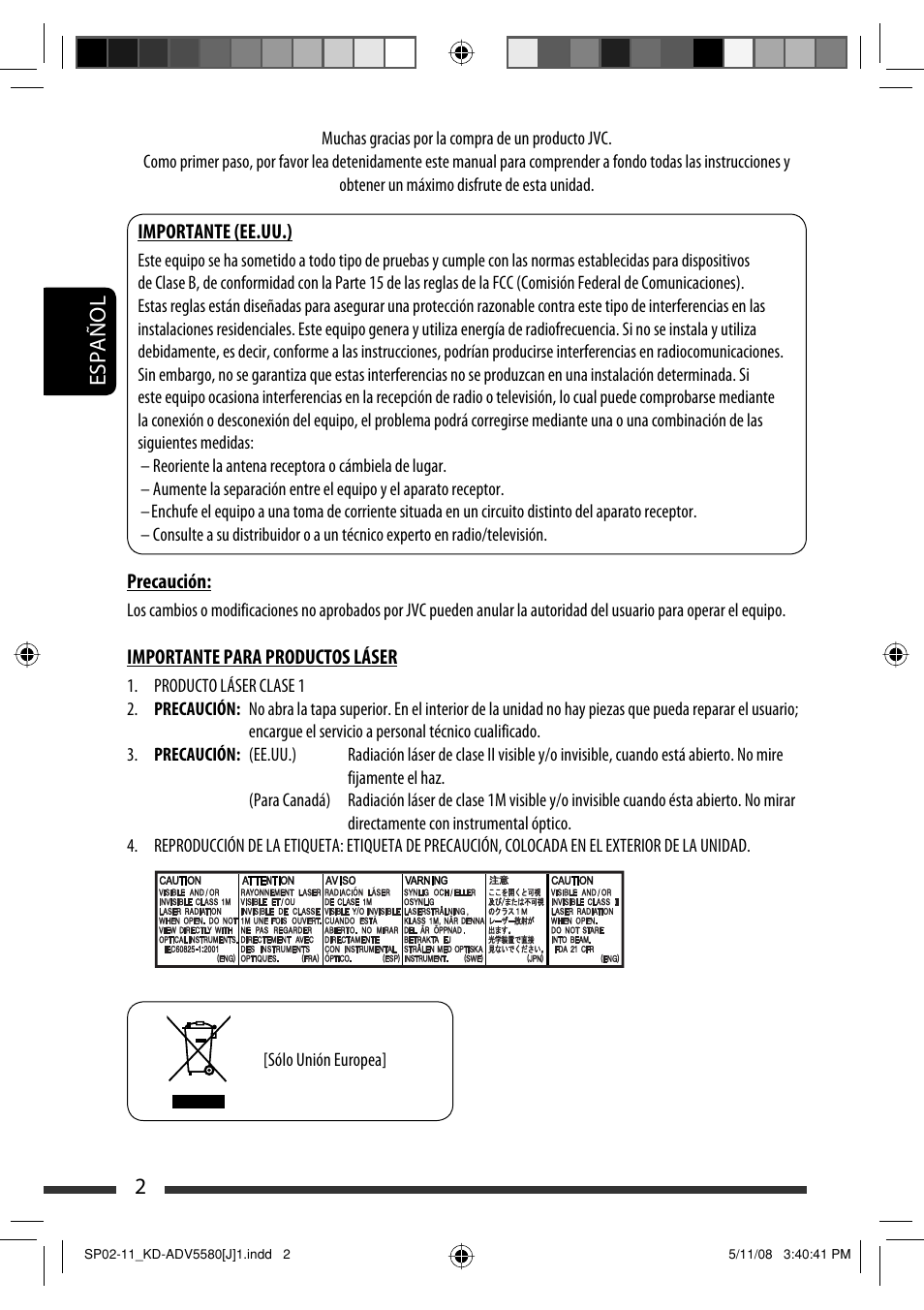 2español | JVC ADV5580 User Manual | Page 46 / 133
