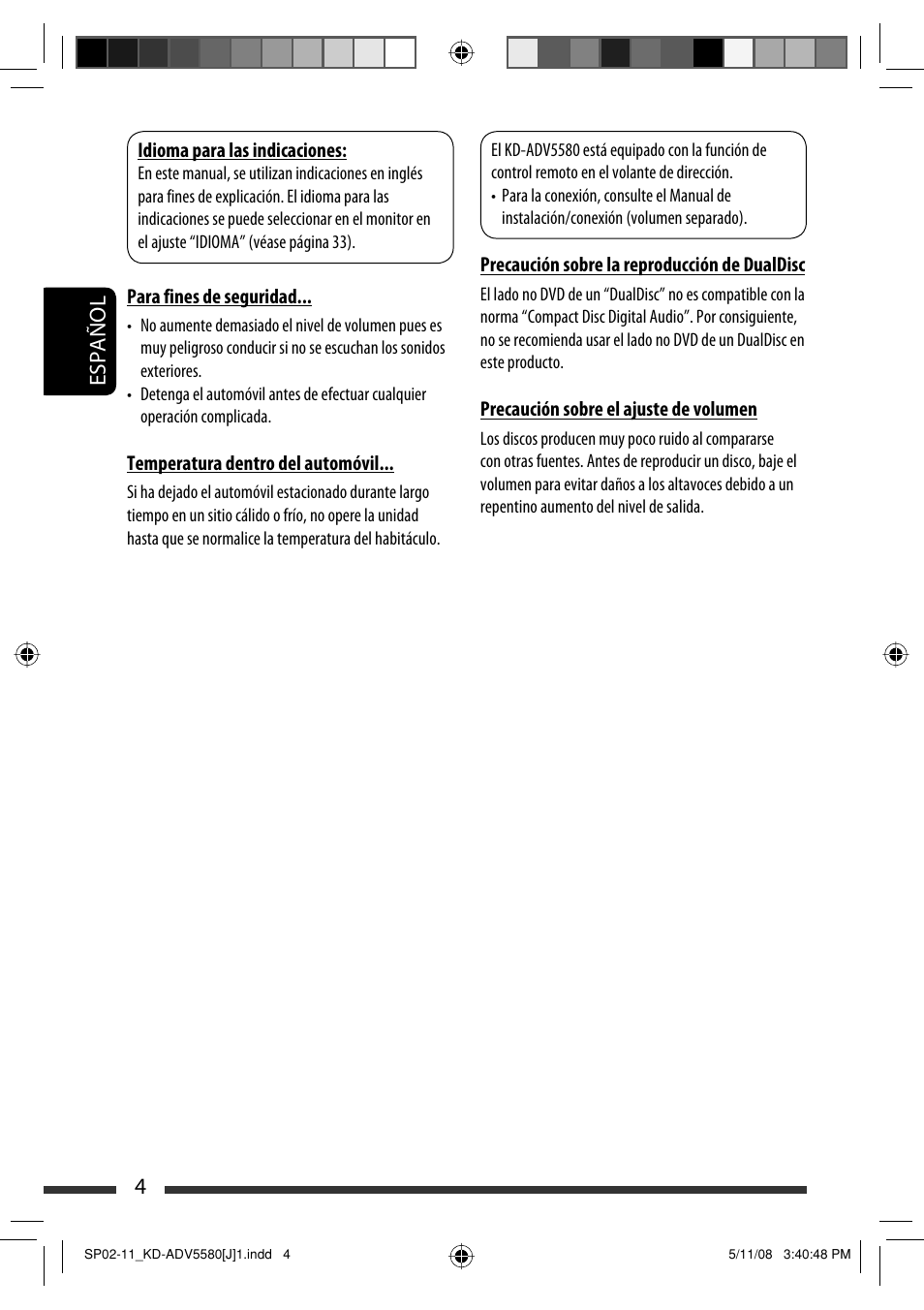 4español | JVC ADV5580 User Manual | Page 48 / 133