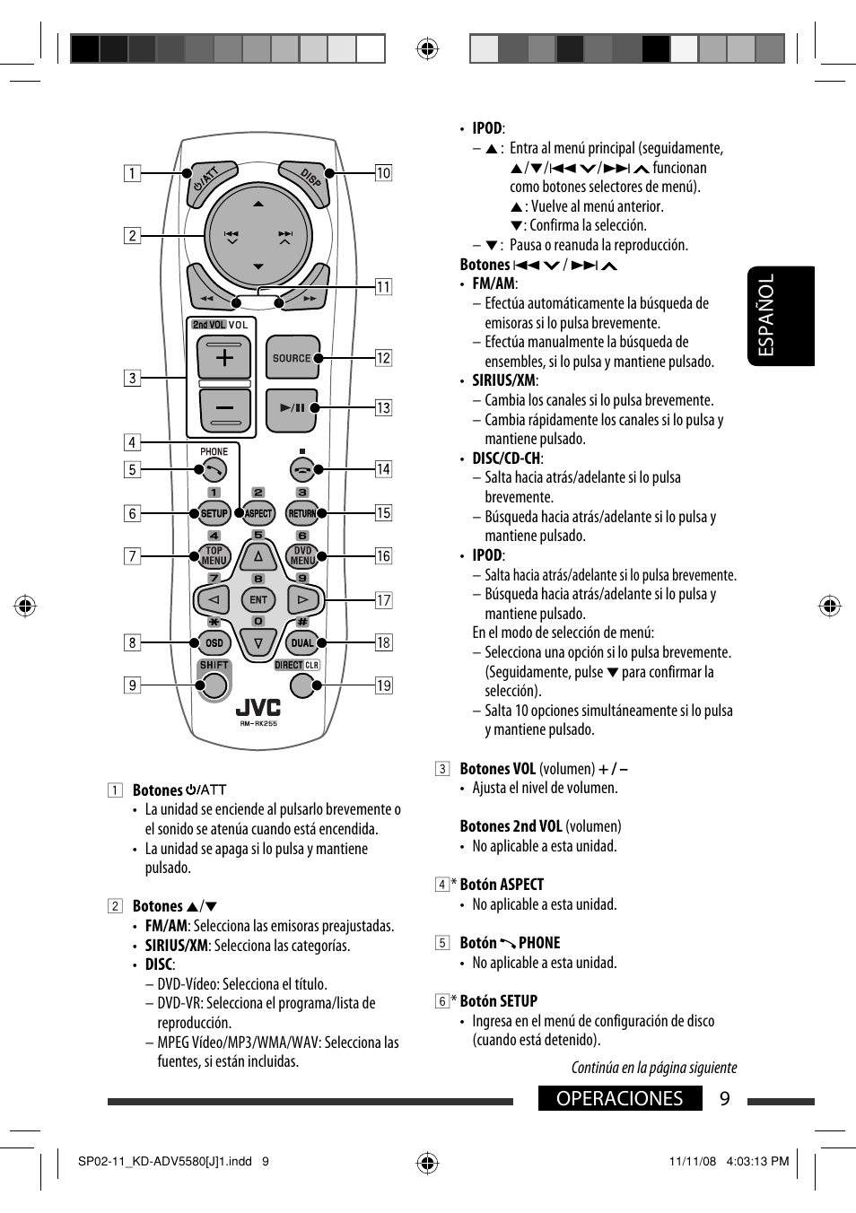 9operaciones español | JVC ADV5580 User Manual | Page 53 / 133