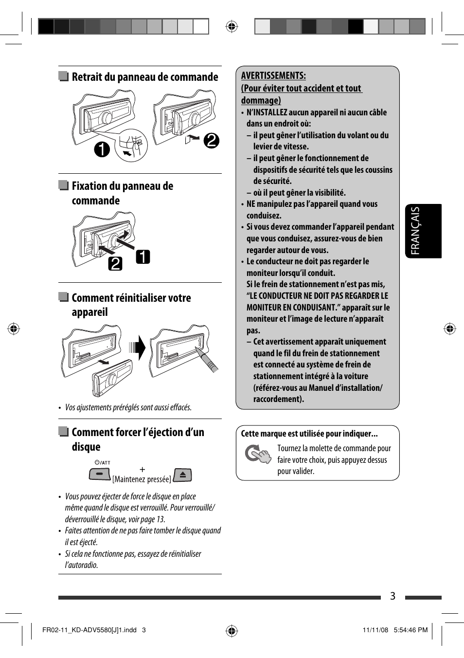 Comment forcer l’éjection d’un disque | JVC ADV5580 User Manual | Page 91 / 133