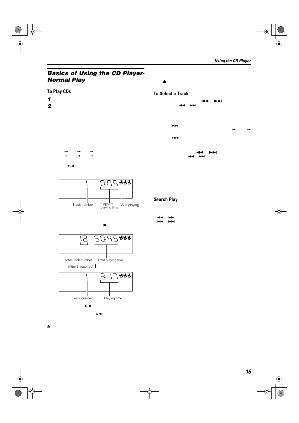 Basics of using the cd player- normal play | JVC Compact Component System CA-MXK1R User Manual | Page 19 / 32