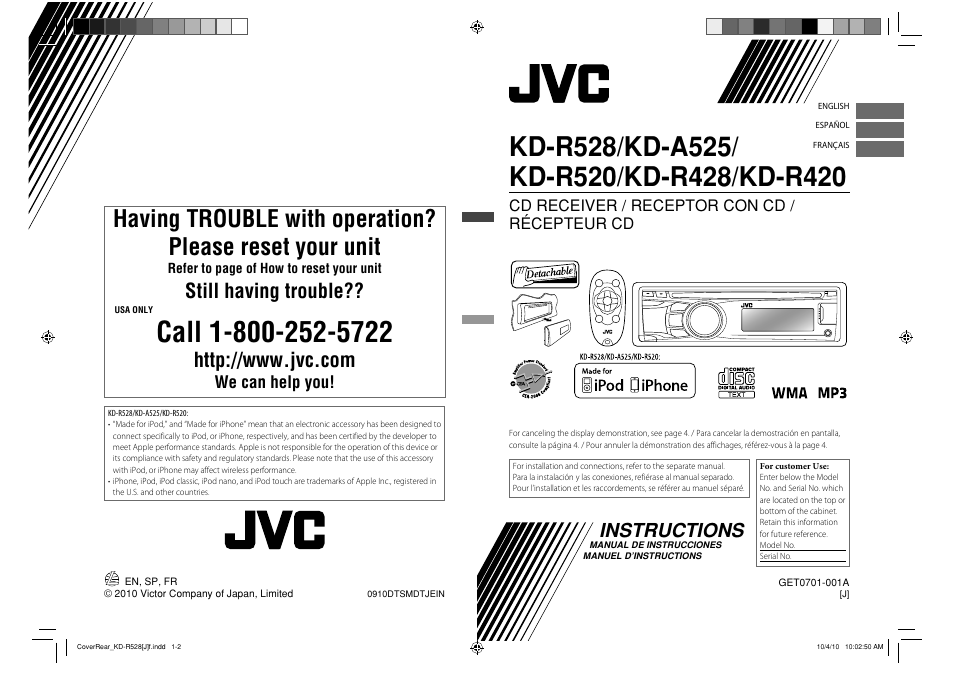 JVC 0910DTSMDTJEIN User Manual | 55 pages