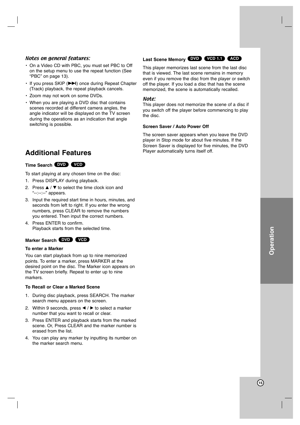 Additional features, Operation | JVC XV-N370B User Manual | Page 15 / 97