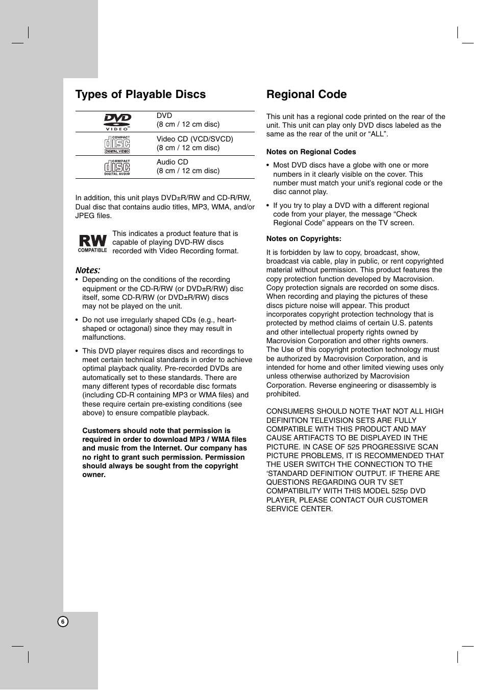Types of playable discs, Regional code | JVC XV-N370B User Manual | Page 31 / 97