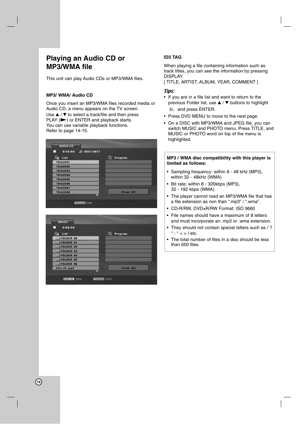 Playing an audio cd or mp3/wma file | JVC XV-N370B User Manual | Page 41 / 97