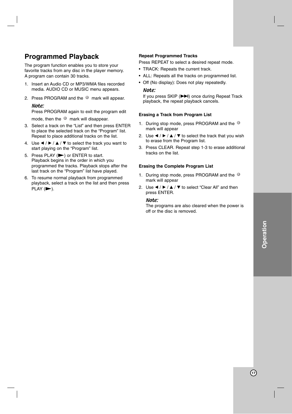 Programmed playback, Operation | JVC XV-N370B User Manual | Page 42 / 97