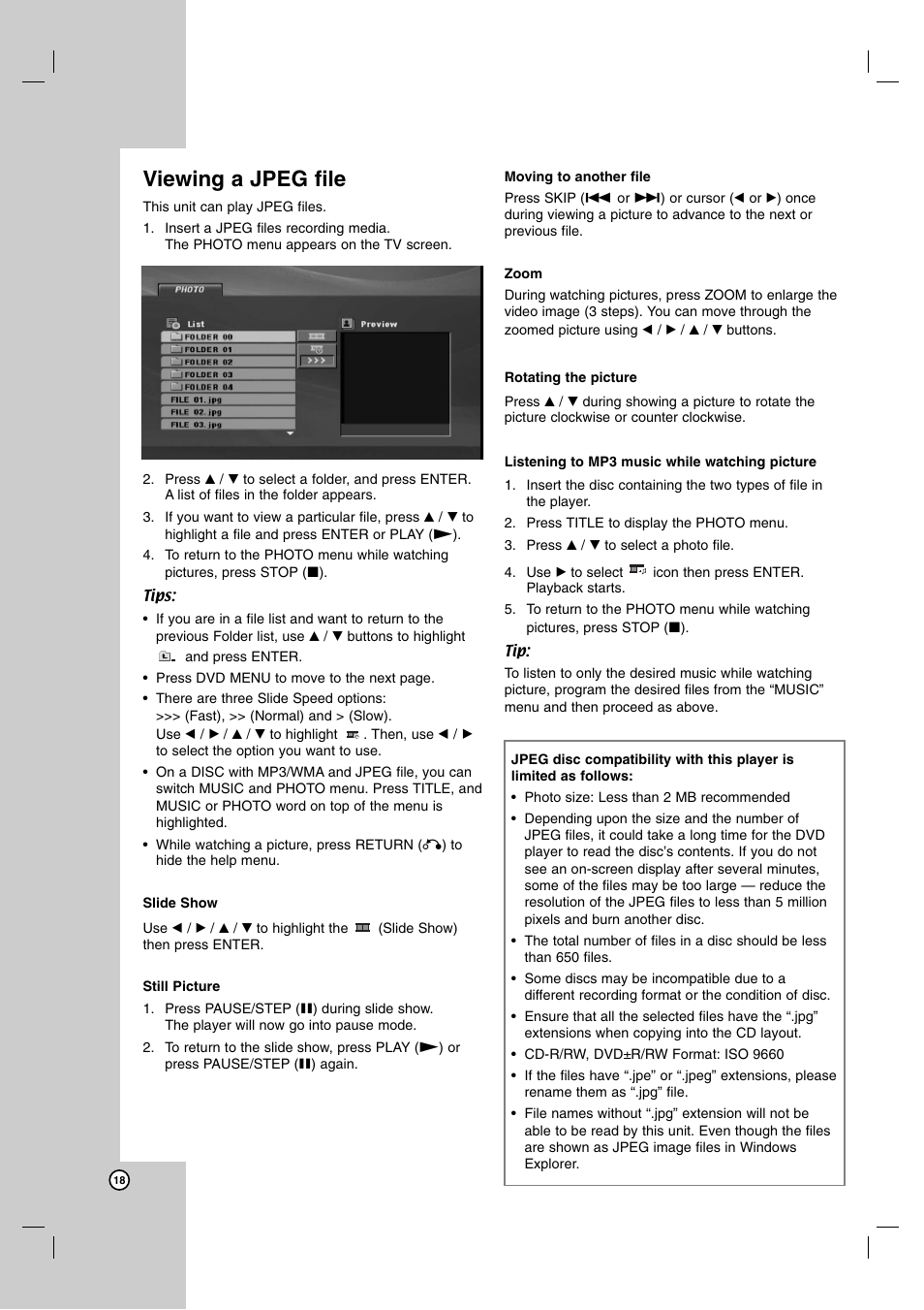 Viewing a jpeg file | JVC XV-N370B User Manual | Page 43 / 97