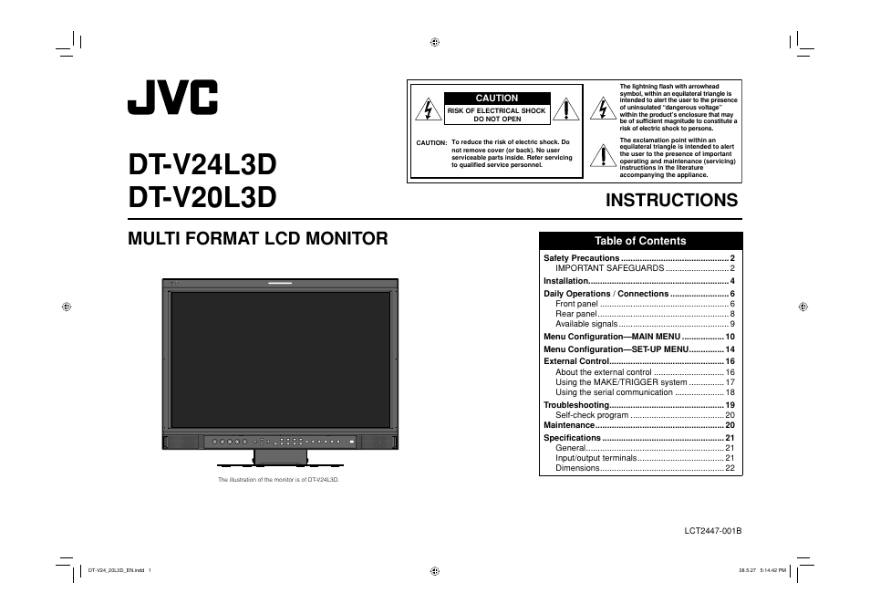 JVC DT-V24L3D User Manual | 24 pages