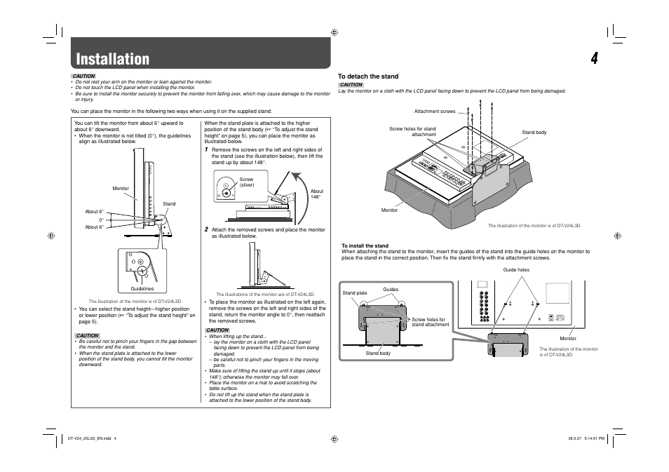 Installation | JVC DT-V24L3D User Manual | Page 4 / 24