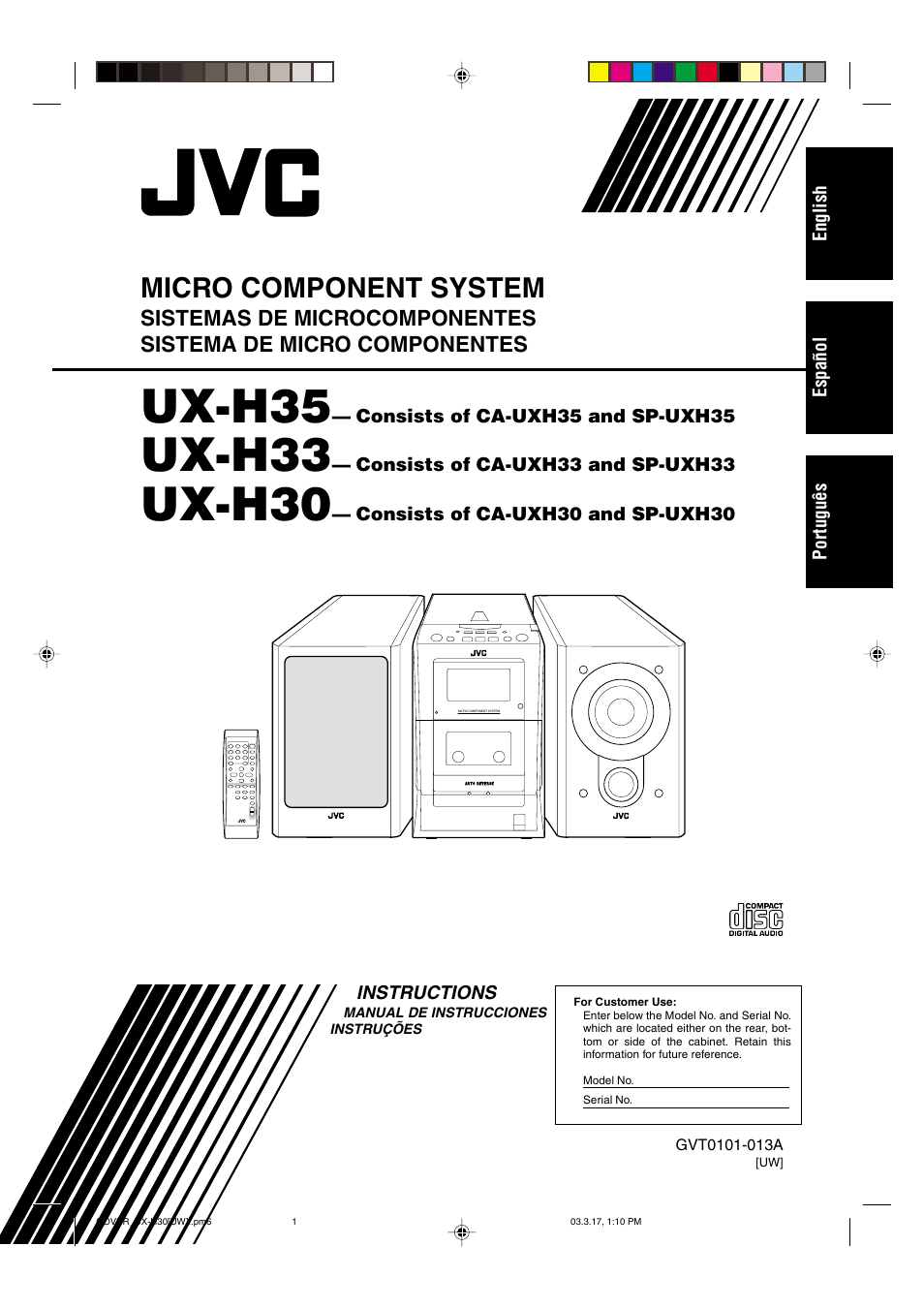 Uw version, Ux-h35, Ux-h33 | Ux-h30, Micro component system | JVC UX-H30 User Manual | Page 29 / 60