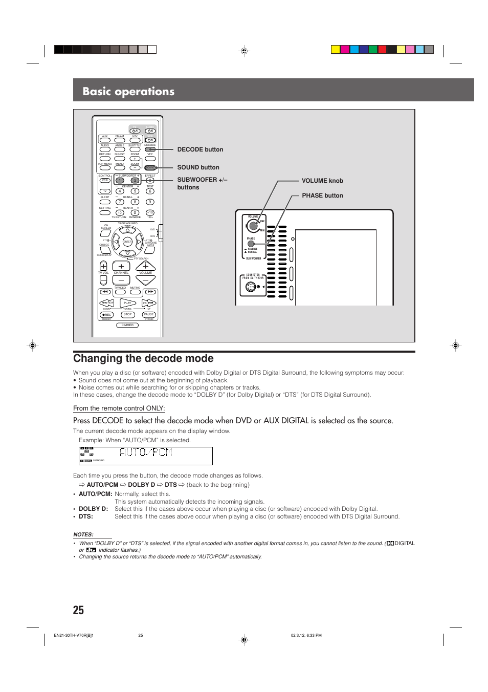 Basic operations changing the decode mode, Decode button | JVC LVT0865-004A User Manual | Page 30 / 84