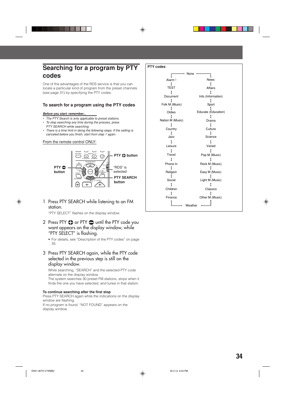 Searching for a program by pty codes | JVC LVT0865-004A User Manual | Page 39 / 84