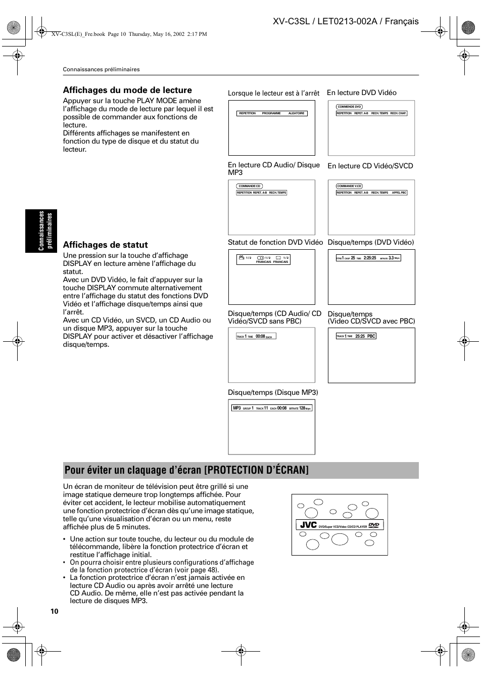 Affichages de statut | JVC XV-C3SL User Manual | Page 71 / 177