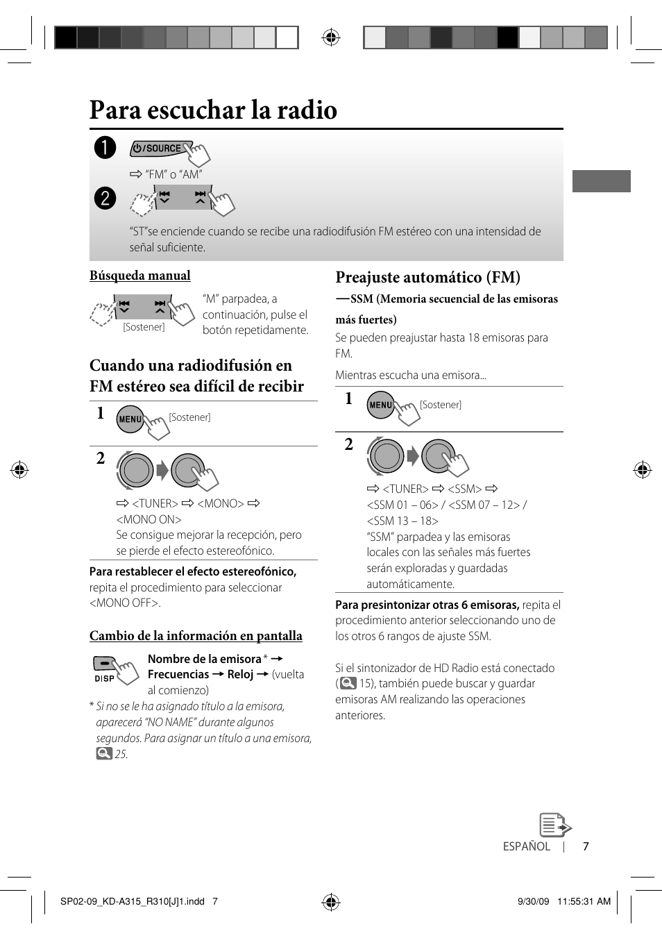 Para escuchar la radio, Preajuste automático (fm) | JVC GET0626-001B User Manual | Page 41 / 107