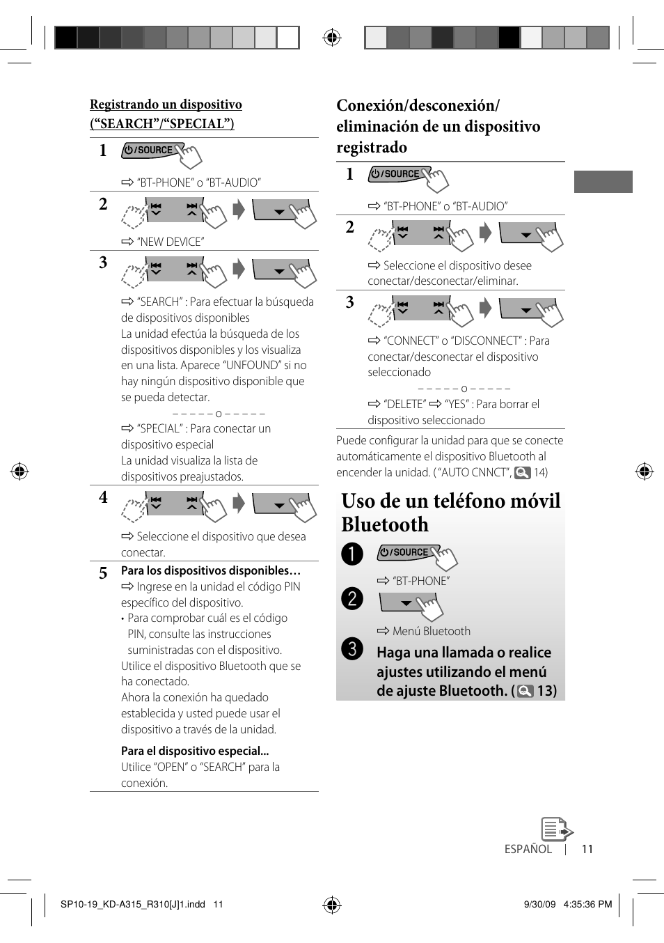 Uso de un teléfono móvil bluetooth | JVC GET0626-001B User Manual | Page 45 / 107