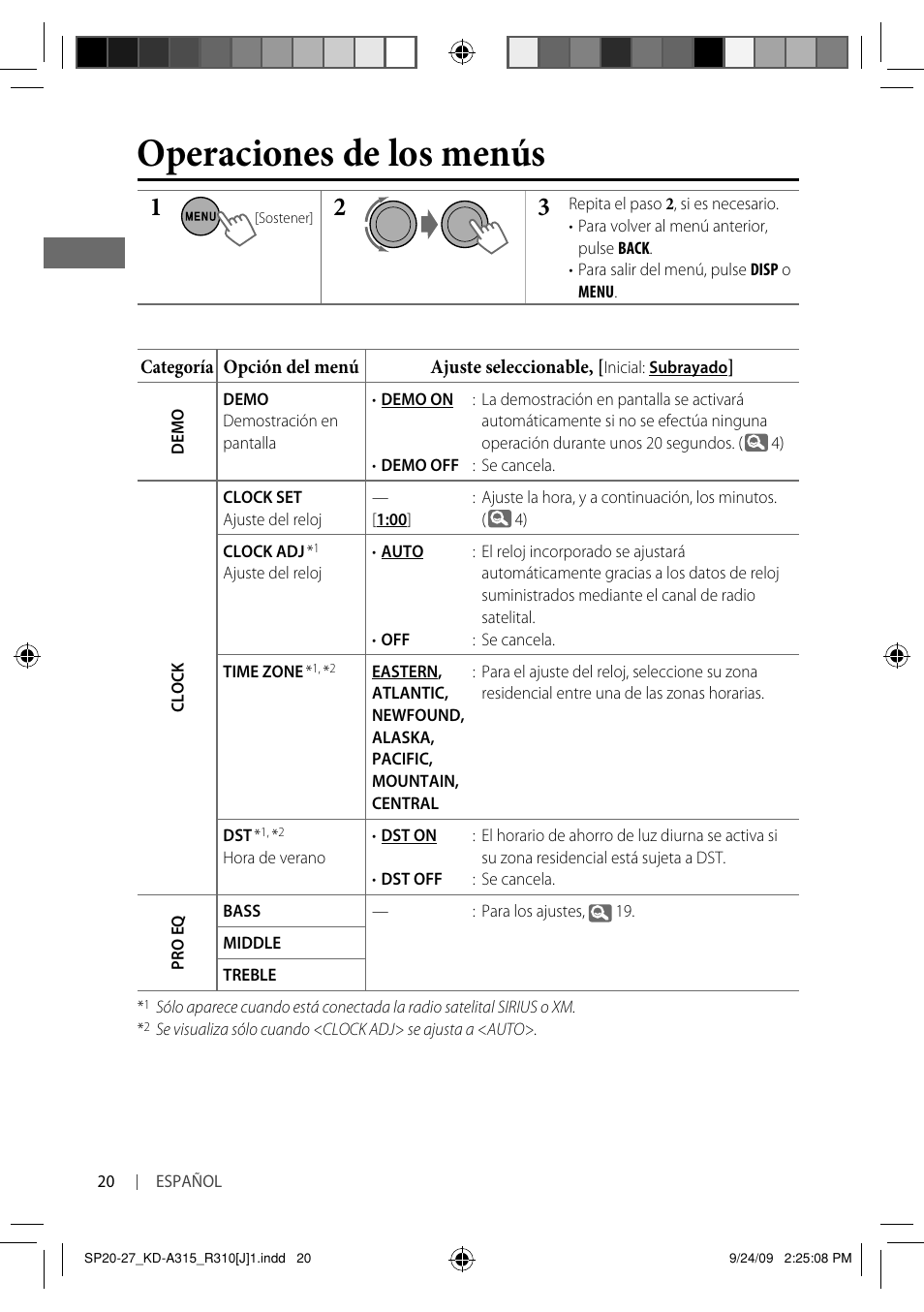 Operaciones de los menús | JVC GET0626-001B User Manual | Page 54 / 107