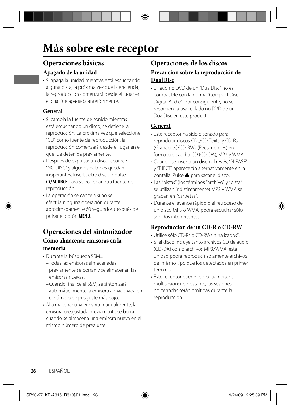 Más sobre este receptor, Operaciones básicas, Operaciones del sintonizador | Operaciones de los discos | JVC GET0626-001B User Manual | Page 60 / 107