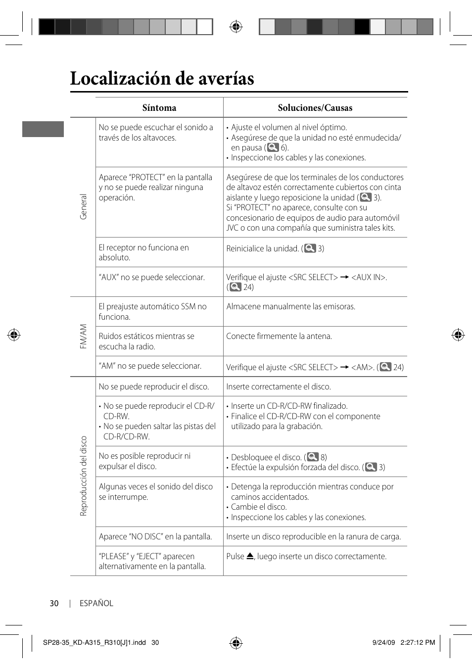 Localización de averías | JVC GET0626-001B User Manual | Page 64 / 107