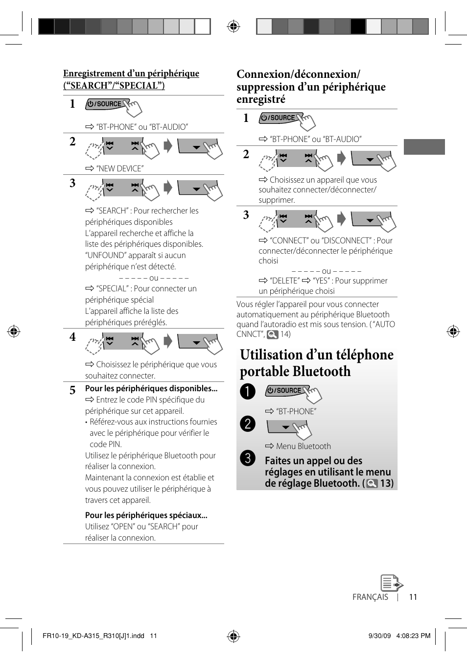 Utilisation d’un téléphone portable bluetooth | JVC GET0626-001B User Manual | Page 79 / 107