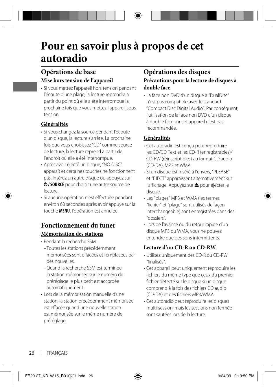Pour en savoir plus à propos de cet autoradio, Opérations de base, Fonctionnement du tuner | Opérations des disques | JVC GET0626-001B User Manual | Page 94 / 107