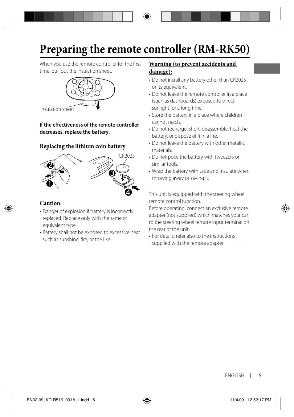 Preparing the remote controller (rm-rk50) | JVC GET0635-003A User Manual | Page 11 / 92