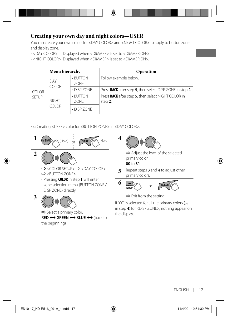 Creating your own day and night colors—user | JVC GET0635-003A User Manual | Page 23 / 92