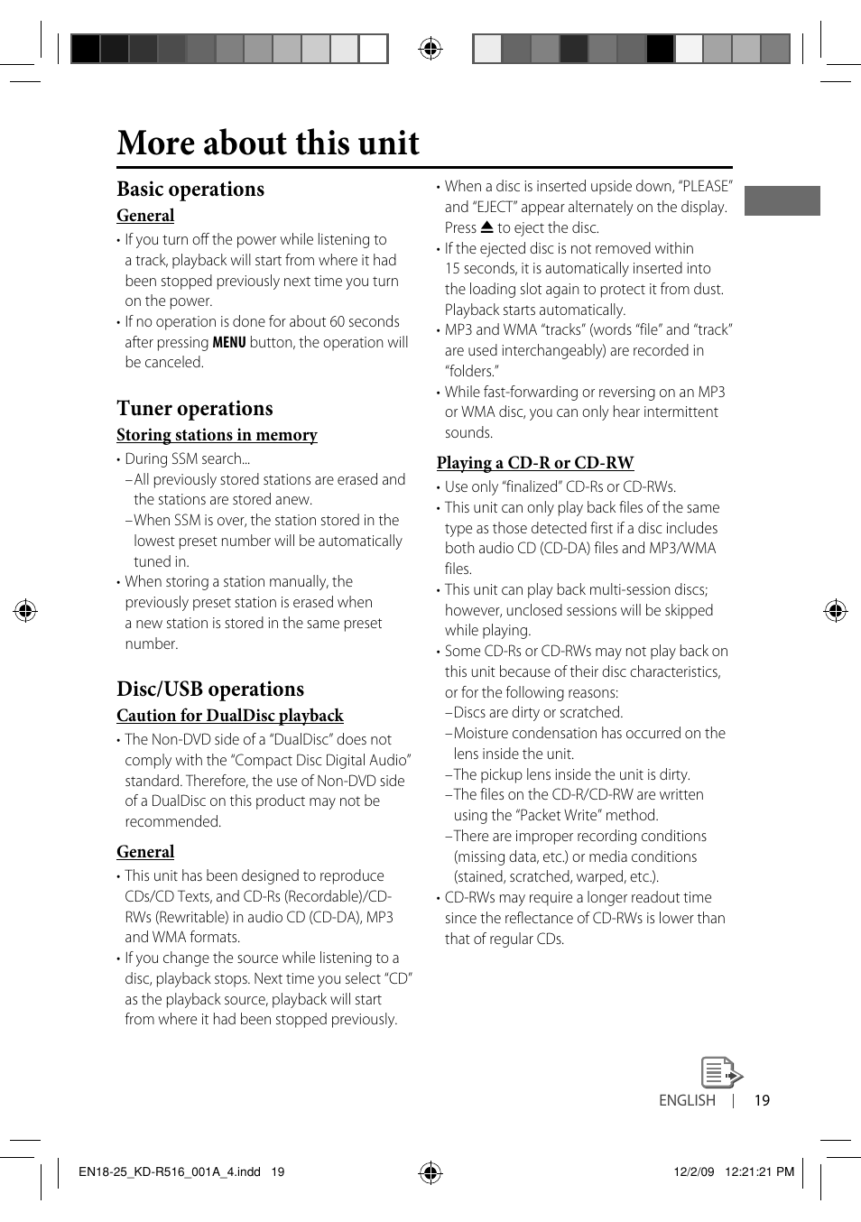 More about this unit, Basic operations, Tuner operations | Disc/usb operations | JVC GET0635-003A User Manual | Page 53 / 92