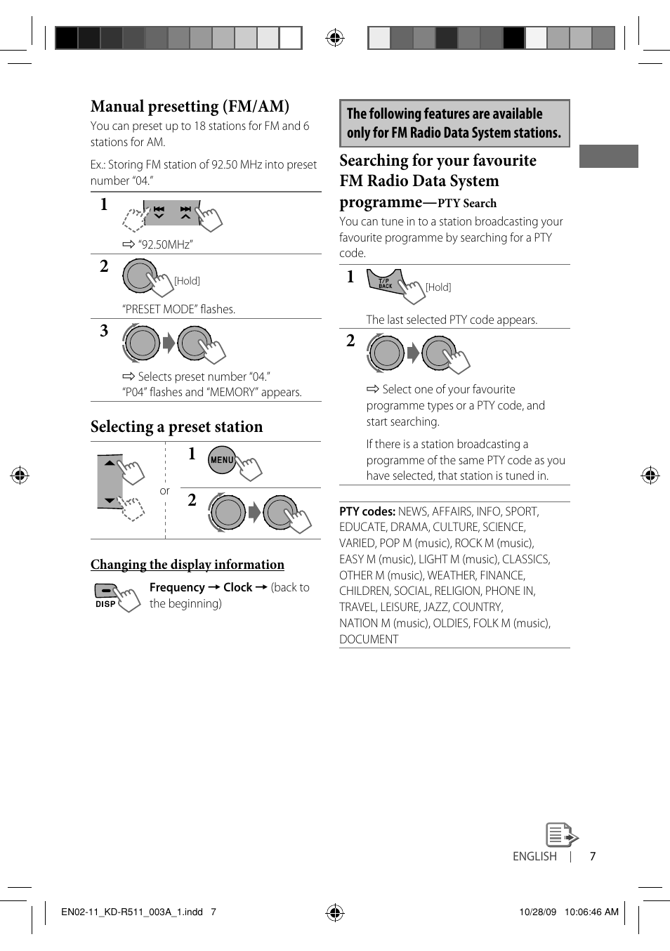 Manual presetting (fm/am), Selecting a preset station | JVC GET0635-003A User Manual | Page 69 / 92