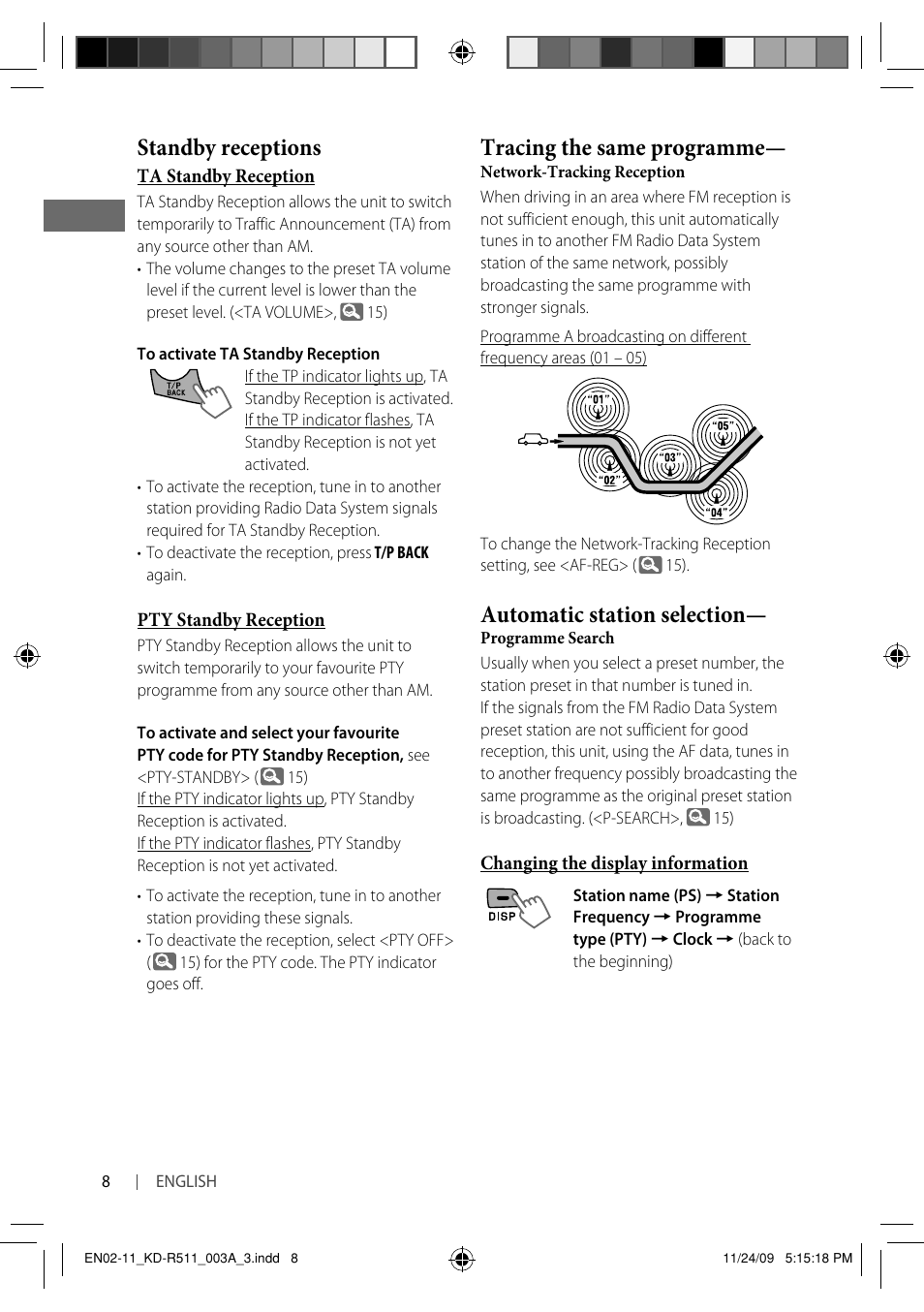 Standby receptions, Tracing the same programme, Automatic station selection | JVC GET0635-003A User Manual | Page 70 / 92