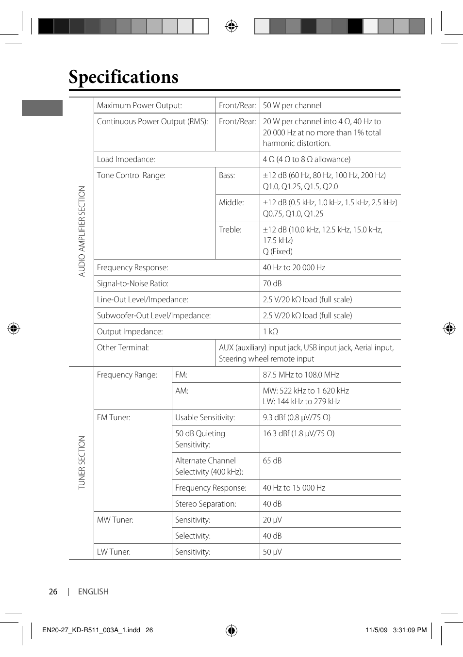 Specifications | JVC GET0635-003A User Manual | Page 88 / 92